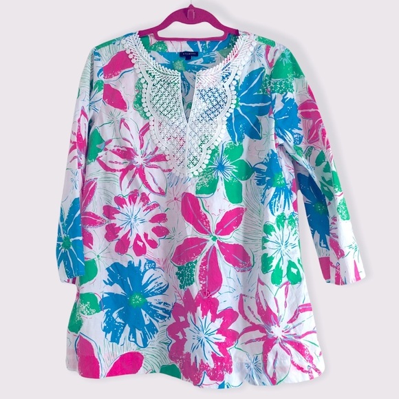 TALBOTS LACE BIB TUNIC-ANGUILLA FLORAL - Picture 3 of 6